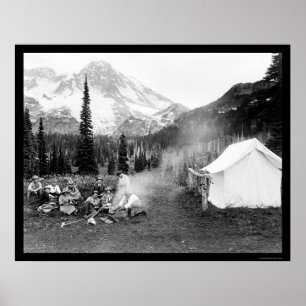 Póster Acampando en indio Henry, el Monte Rainier, WA