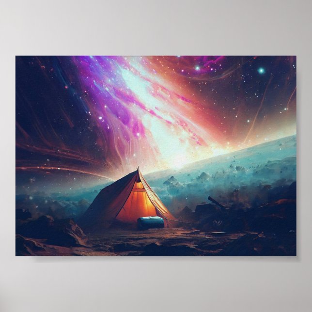 Póster Acampando en un cometa en el espacio (Frente)