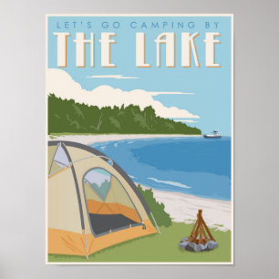 Póster Acampando junto al lago