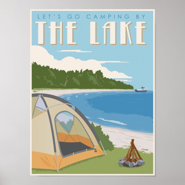 Póster Acampando junto al lago (Frente)