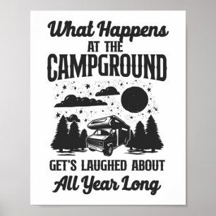 Póster Acampando Lo Que Pasa En El Campamento