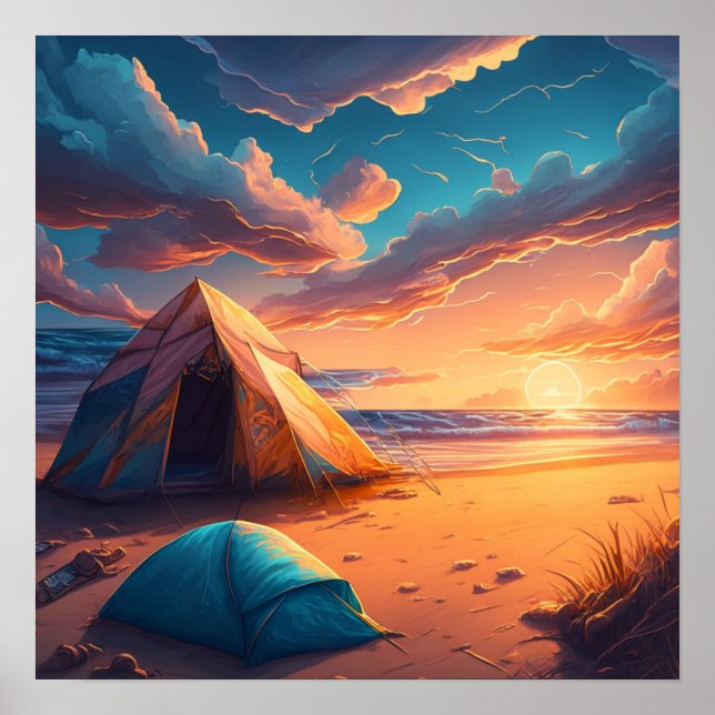 Póster Acampar al amanecer (Frente)
