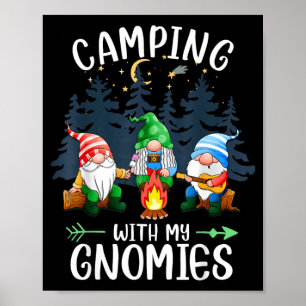 Póster Acampar con mis Gnomies divertido campamento de Gn