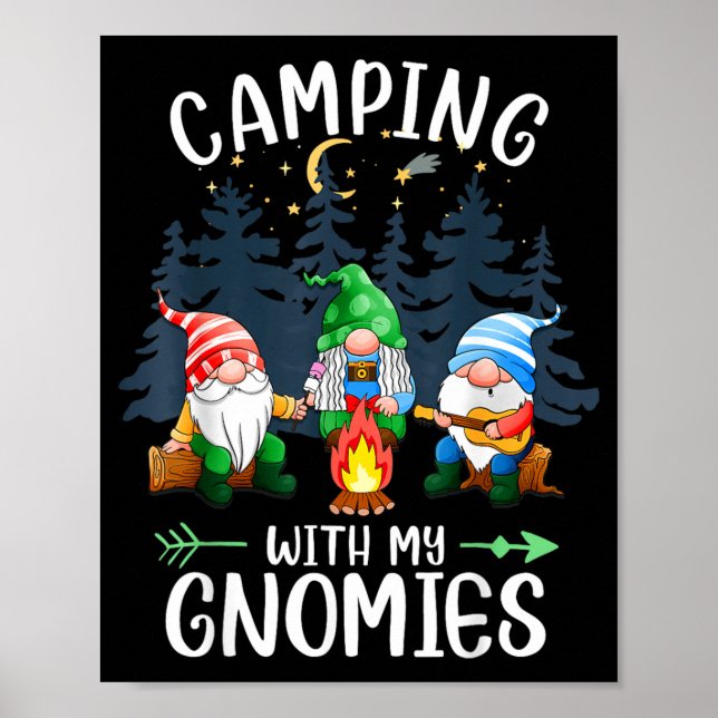 Póster Acampar con mis Gnomies divertido campamento de Gn (Frente)