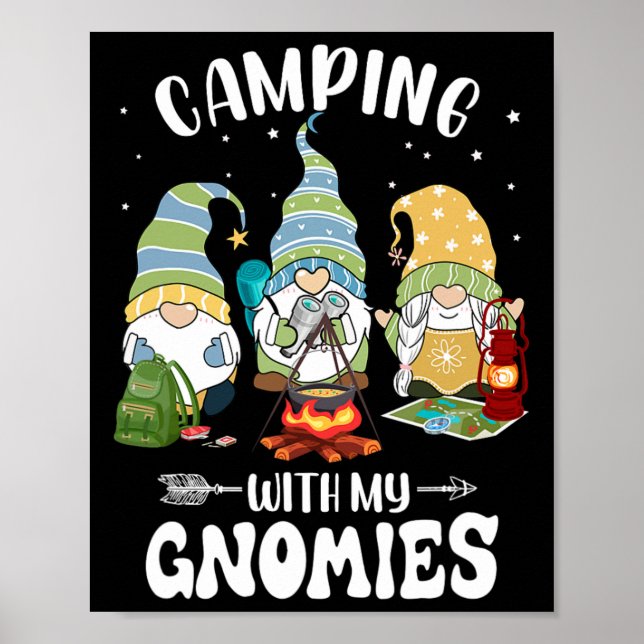 Póster Acampar con mis gnomos divertidos campamento de gn (Frente)