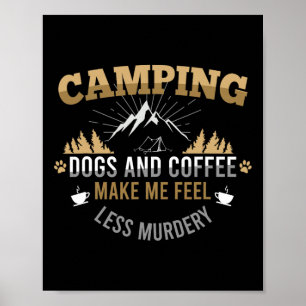 Póster Acampar con perro y café es mi terapia Camper H