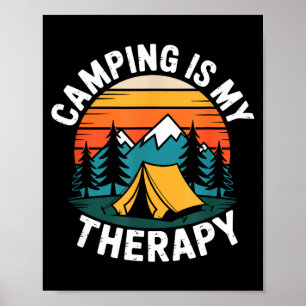 Póster Acampar es terapia campamento campista aventura al