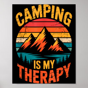 Póster Acampar es terapia de campamento aventura al aire 
