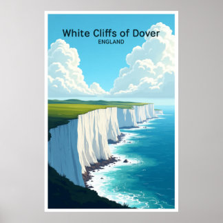 Póster Acantilados Blancos de Dover Cartel de Viajes Ingl