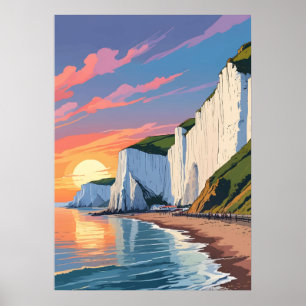 Póster Acantilados Blancos de Dover – Paisaje Costero Icó
