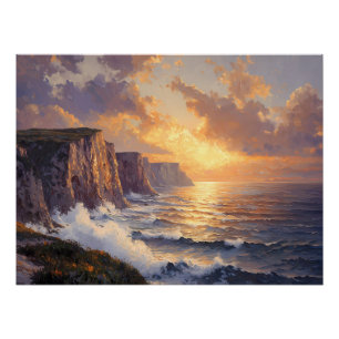 Póster Acantilados Costeros al Atardecer
