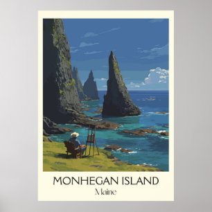 Póster Acantilados costeros de Maine en la isla de Monheg