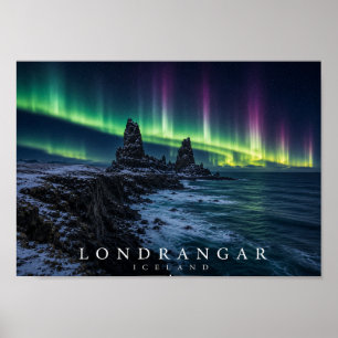 Póster Acantilados de Basalto Lóndrangar Islandia A4