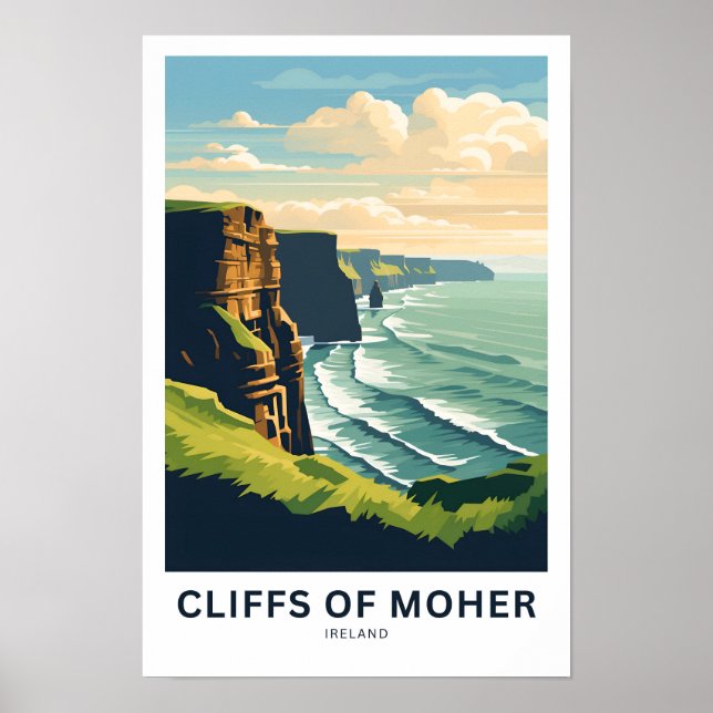 Póster Acantilados de Moher Ireland Travel Print (Frente)