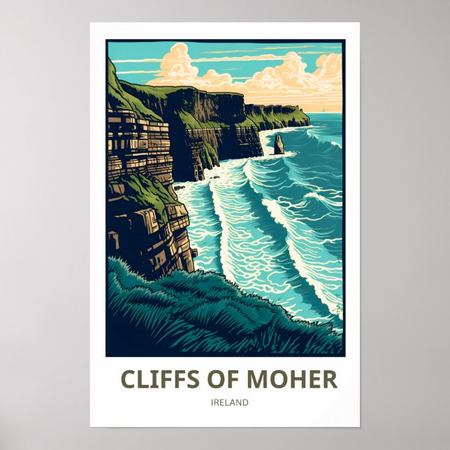 Póster Acantilados de Moher Ireland Travel Print (Frente)