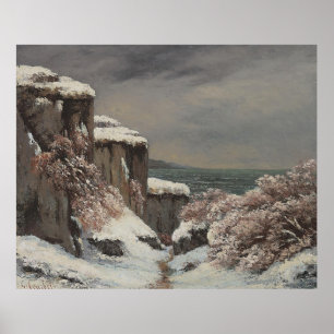 Póster Acantilados junto al mar bajo la nieve - Courbet