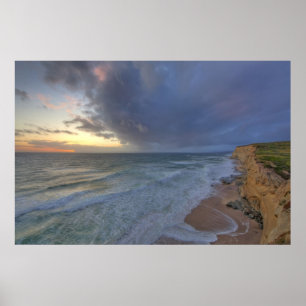 Póster Acantilados marinos capturan días de luz en Pompon
