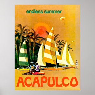 Póster Acapulco,barcos de vela interminable verano en la 