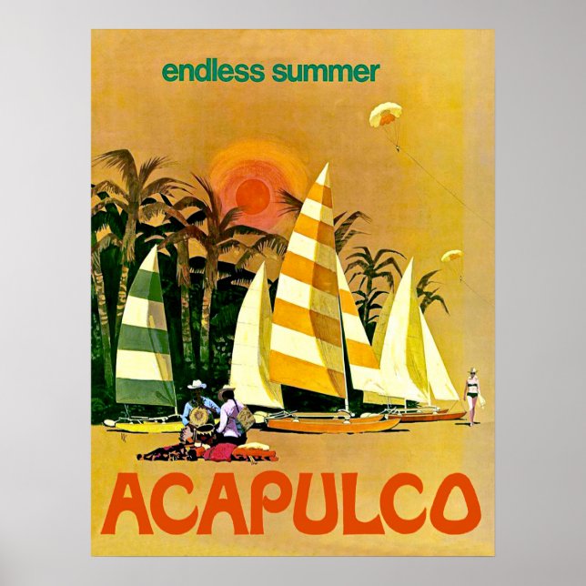 Póster Acapulco,barcos de vela interminable verano en la  (Frente)