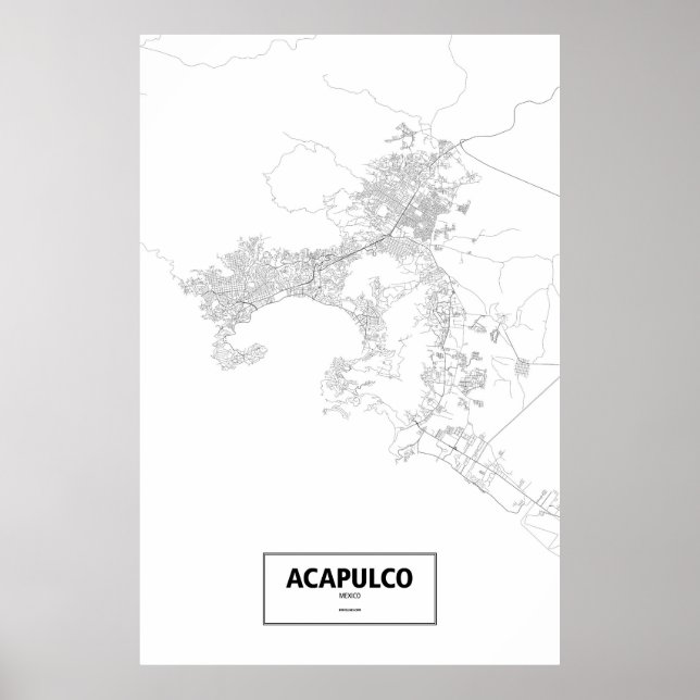Póster Acapulco, México (negro sobre blanco) (Frente)