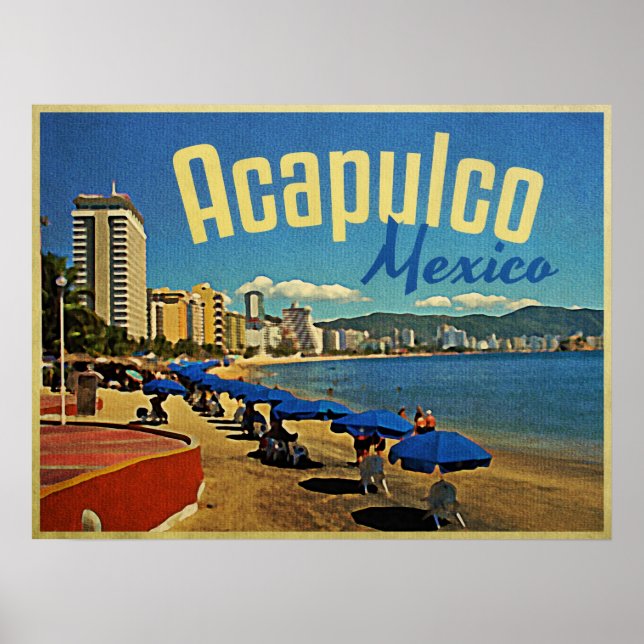 Póster Acapulco México Viajes de época (Frente)