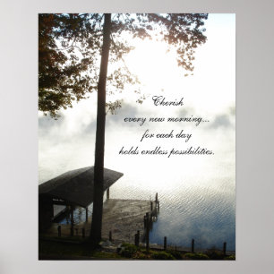 Póster Acaricie cada mañana - lago de niebla