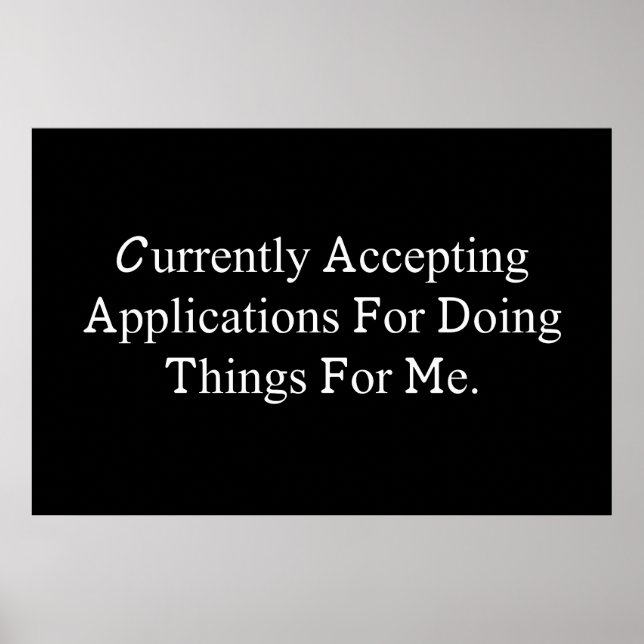 Póster Accepting Applications Funny Help Me Do Things (Frente)