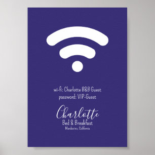 Póster Acceso Wi-Fi Moderno Blanco Púrpura