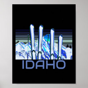 Póster Accesorios de esquí de Idaho Retro esquí de Idaho 