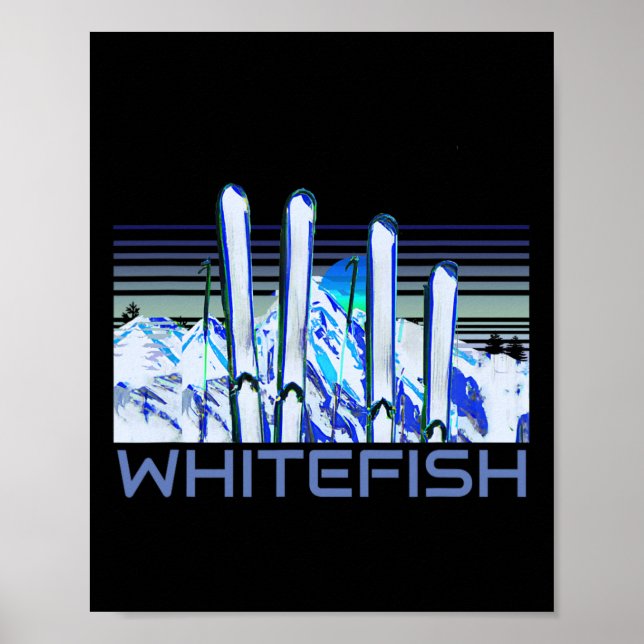 Póster Accesorios de esquí de Whitefish Retro esquí de Wh (Frente)