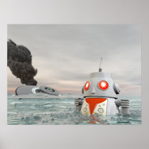 Póster Accidente de robots en el Poster marino