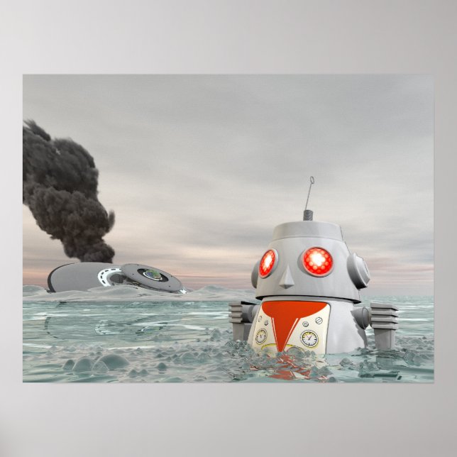 Póster Accidente de robots en el Poster marino (Frente)