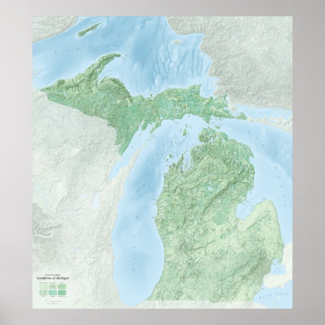 Póster Accidentes geográficos de Michigan (Frente)