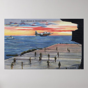 Póster Acción a bordo portaaviones - marina de guerra de