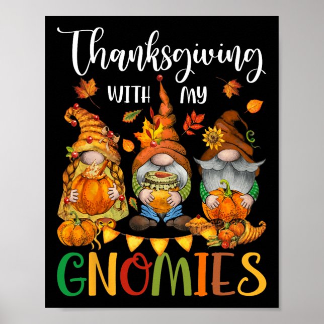 Póster Acción de Gracias Con Mis Gnomies Caen En Los Vibe (Frente)
