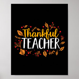 Póster Acción de Gracias del profesor de otoño