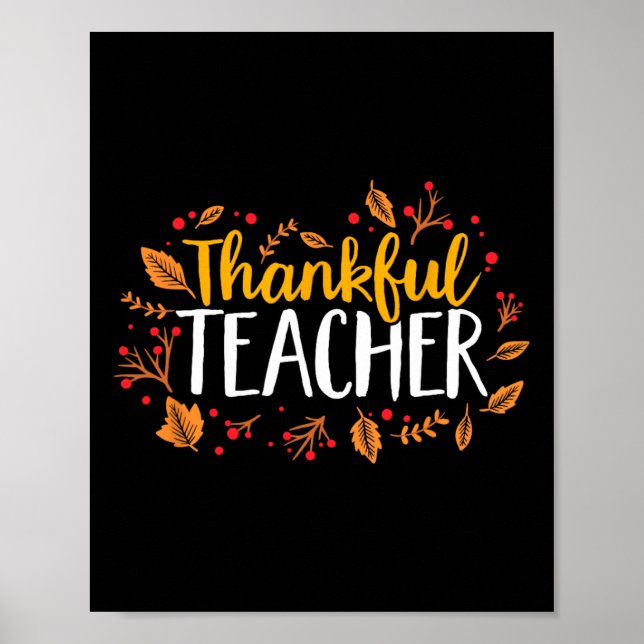 Póster Acción de Gracias del profesor de otoño (Frente)