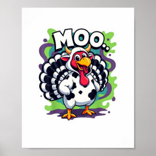 Póster Acción de Gracias divertida para las vacas moo tur