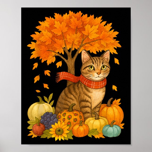 Póster Acción de Gracias Otoño Caer Leaf Caer Árbol Es Fa (Frente)