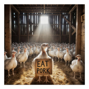 Póster Acción de Gracias Turquía con Rótulo de "Comer cer