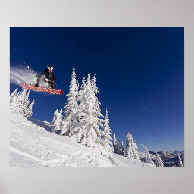 Póster Acción de snowboarding en Whitefish Mountain Resor (Frente)