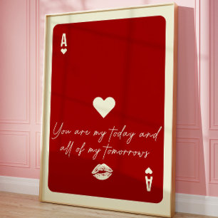 Póster Ace of Hearts Love Cita Pared de moda estética