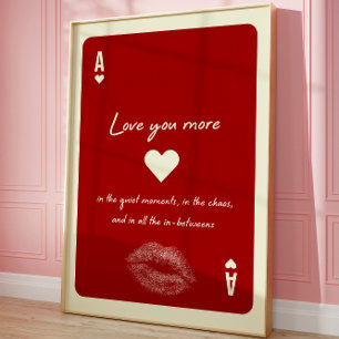 Póster Ace of Hearts Te Ama Más Tarjeta Romántica De Juga