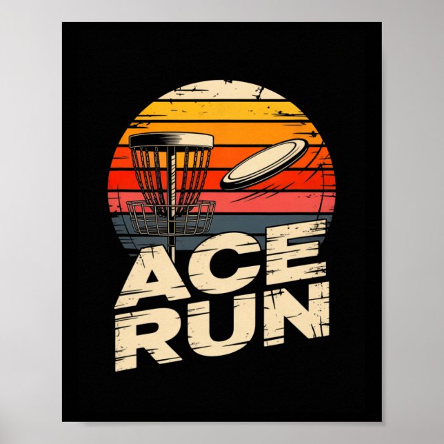 Póster Ace Run Retro Disc Golf Sket Ace Run Atardecer  (Frente)