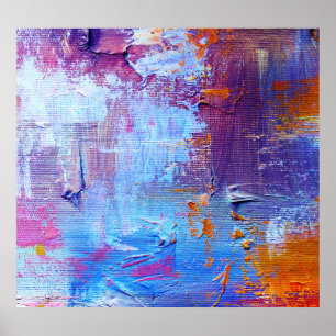 Póster Aceite abstracto: textura de lienzo de fondo