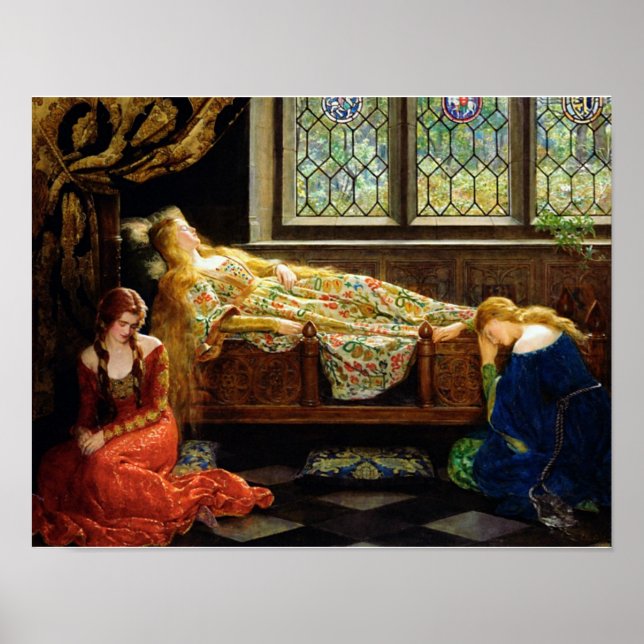 Póster Aceite de belleza durmiente sobre pintura de lona (Frente)