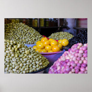 Póster Aceitunas Y Limón En El Mercado