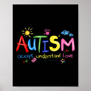 Póster Acepta Entiende Ama Conciencia del Autismo Apoya a