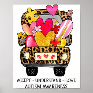 Póster Acepta Entiende Ama Conciencia del Autismo Apoya V