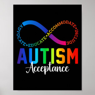Póster Aceptación de conciencia sobre autismo Símbolo inf